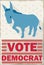 Banner with Democrat Donkey over American Flag Propaganda, Vector Illustration