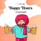 Banner design of Punjabi man happy hours