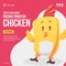 Banner design of tasty and delicious freshly roasted chicken