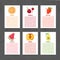 Banner design template with food decoration. Set card with the decor of healthy, juicy fruit. Menu template with space