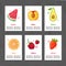 Banner design template with food decoration. Set card with the decor of healthy, juicy fruit. Menu template with space