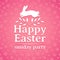 Banner design template for spring Easter. Invitation with logo for easter holiday with rabbit, plant element. Banner