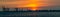Banner. Dramatic panorama evening sky over beautiful port at sunset