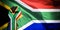 Banner of Flag of South Africa painted on male fist, fist flag, country of South Africa, strength, power, concept of conflict. On