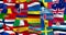 Banner with the flags of the countries participating in the European Song Contest 2022. Cloth flutters in the wind. Loop animation