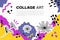 Banner from floral collage elements Vibrant mixed media abstract. Vector illustration