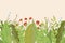 Banner flowers, summer flower, floral design, green background, beautiful garden, beauty flora, cartoon style vector