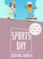 Banner or flyer design for children sports day flat vector illustration.