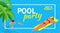 Banner or flyer for Summer Beach Party. Aloha Summer. Vector illustration. Invitation to nightclub. Web banner of summer