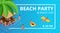 Banner or flyer for Summer Beach Party. Aloha Summer. Vector illustration. Invitation to nightclub. Web banner of summer