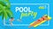 Banner or flyer for Summer Beach Party. Aloha Summer. Vector illustration. Invitation to nightclub. Web banner of summer