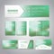 Banner, flyers, brochure, business cards, gift card design templates set with green emerald gradien