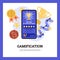 Banner about gamification flat style, vector illustration