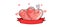 Banner greeting 2 adorable cat inside heart balloon for love day