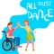 Banner happy disabled people dancing