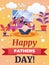 Banner Happy Fathers Day Vector Illustration.
