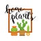 Banner with home green plant cactus