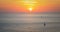 Banner of the horizon as Inspire tropical beach seascape horizon. Orange and golden sunset sky