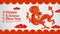 Banner illustration for Chinese New year style design lettering greeting spot in the form of a red dragon clouds background