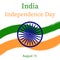 Banner for Independence Day of India.Background with national country symbol,tricolor with wheel.Wallpaper with brush strokes.