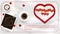 Banner inscription Valentines day written in hearts that hang on strings coffee Cup girl photo for design on white background