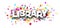 Banner with library sign over colorful cut out ribbon confetti background