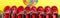 Banner of A lot of small red boat shoes near big multi-colored lollipop on colored background. Top view, copy space. Frame. group
