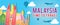 Banner of Malaysia famous landmark silhouette colorful style,plane and balloon fly around with cloud