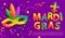 Banner for mardi gras carnival party.