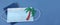 Banner : medical mask with a painted palm tree on the passport on a blue background  space for text