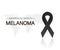 Banner with Melanoma Cancer Awareness Realistic Black Ribbon. Vector illustration.