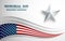Banner for memorial day. American flag with star on gray background. Vector illustration