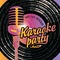 Banner with mic and vinyl record for karaoke party