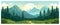 Banner, mountain house in spring, flat illustration vector, spring, mountains,