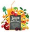 Banner for multivitamin juice with funny fruits