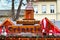 Banner with name of sales booth selling traditional French crepe  during traditional Christmas market in Heidelberg city center