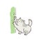 Banner with naughty cat scratching furniture sketch vector illustration isolated.