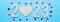 Banner. New year 2023. 2023 and an empty wooden heart on a blue background. Wooden numbers. Flat lay. Top view. Hearts