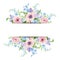 Banner with pink, blue and purple flowers. Vector illustration.