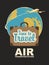 Banner with plane, suitcase and planet Earth