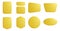 Banner plate 3d render - yellow plaques of various round and rectangular shapes with empty space for text