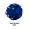 Banner or poster of Europe National Day celebration. Waving flag of Europe, brush stroke background. Vector illustration.