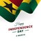 Banner or poster of Ghana independence day celebration. Waving flag. Vector illustration.