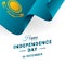 Banner or poster of Kazakhstan independence day celebration. Waving flag. Vector illustration.