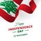 Banner or poster of Lebanon independence day celebration. Waving flag. Vector illustration.