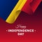 Banner or poster of Romania independence day celebration. Waving flag. Vector illustration.