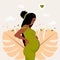 Banner with pregnant beautiful african woman.