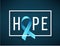 Banner for Prostate cancer awareness month in november. Word hope with realistic blue ribbon. Design template for poster