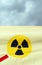 Banner with radioactive warning sign