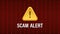 Banner with red scam alert. Attention sign. Cyber security icon. Caution warning sign sticker. Flat warning symbol